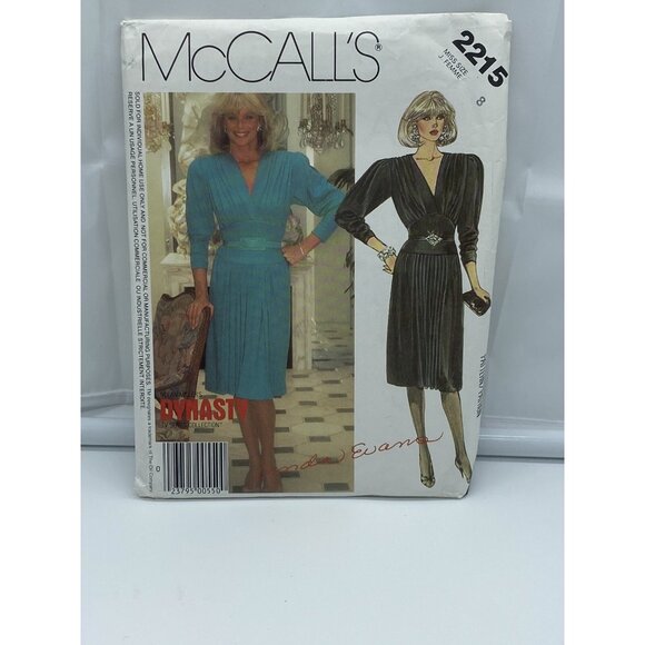 McCall's DYNASTY Collection 80s 2215 Misses' Dress & Belt Pattern 8 Uncut 1985 - Picture 5 of 6